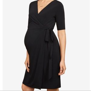 Black motherhood maternity wrap dress